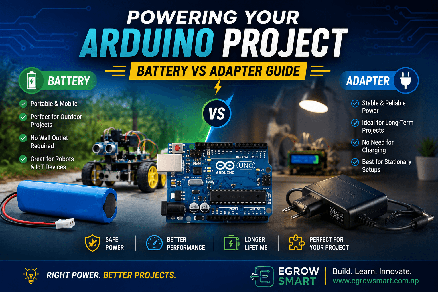 Powering Your Arduino Project: Battery vs Adapter Guide